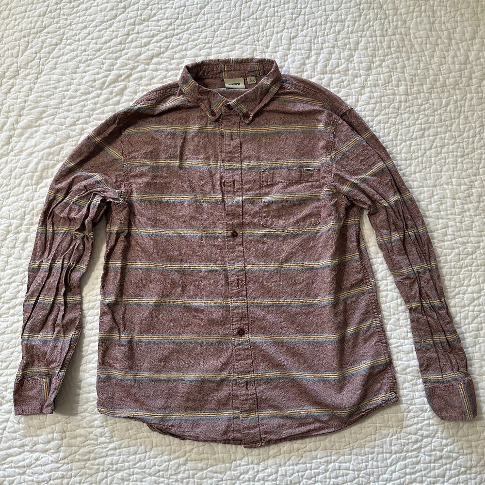 VANS - Mens' Long Sleeve Button Down - L (Light red, blue, yellow)